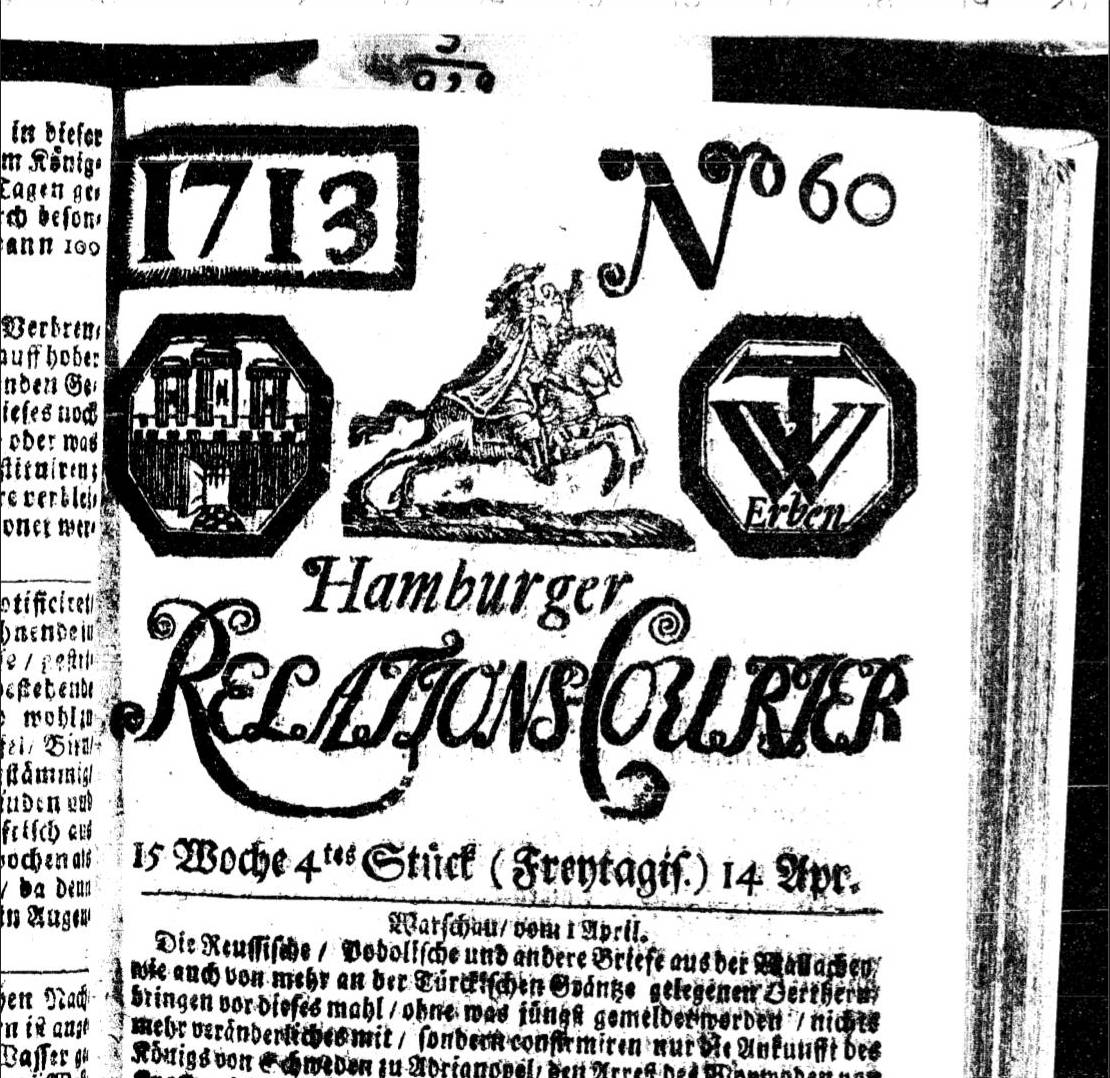Titelseite des Hamburger Relations-Couriers vom 14. April 1713